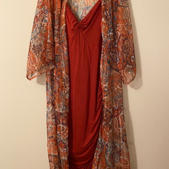 NWT ANTHROPOLOGIE, GATHERED RED SLIP DRESS XL - Picture 3 of 6